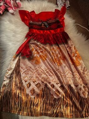 Girls' Red and Tan Character-Inspired Dress Moana